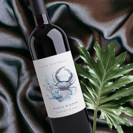 Rótulo De Garrafa De Cerveja Caranguejo Subaquático Coral Náutico Aniversário Q