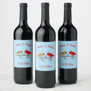 Rótulo De Garrafa De Cerveja Cardinais de Natal Fofos e Bagas Vermelhas Persona