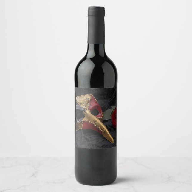 Rótulo De Garrafa De Cerveja Carnaval veneziano Mascarada Rosa (Frente)