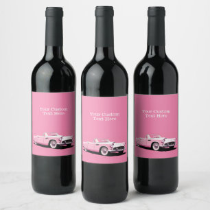 Rótulo De Garrafa De Cerveja Carro Clássico Rosa de Nome Personalizado