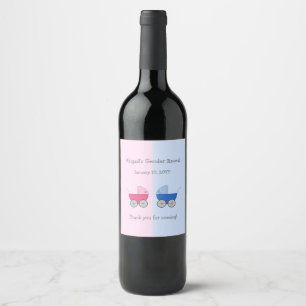 Rótulo De Garrafa De Cerveja Carruagem de Bebê Rosa e Azul Gênero Revelar Ch