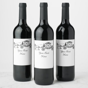 Rótulo De Garrafa De Cerveja Carruagem de Casamento Elegante Monograma