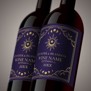 Rótulo De Garrafa De Cerveja Cartão de Tarot Vintage Dourado e Roxo para Casame