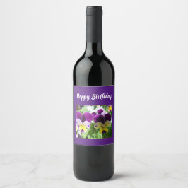 Rótulo De Garrafa De Cerveja Cartão floral de Flor Bonito Purple Viola Pansy