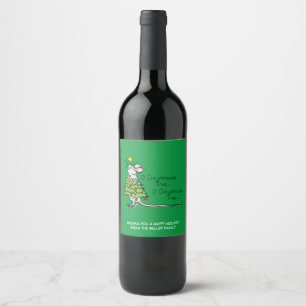 Rótulo De Garrafa De Cerveja Cartoon de Árvore de Mouse Engraçado de Natal