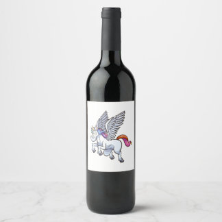 Rótulo De Garrafa De Cerveja cartum voador pegasus unicorn