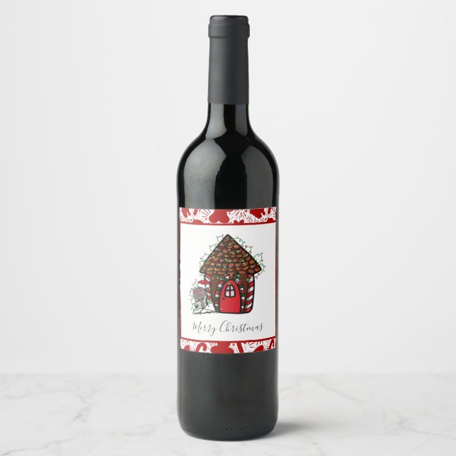 Rótulo De Garrafa De Cerveja Casa de biscoito de Natal (Frente)