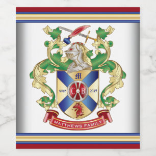 Rótulo De Garrafa De Cerveja Casaco de Monogramas, Dragão de Escudos Silver Kn