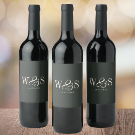 Rótulo De Garrafa De Cerveja Casais iniciais de casamento Ebony Elegante