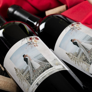 Rótulo De Garrafa De Cerveja Casal foto do casamento moderno roteiro elegante i