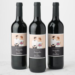 Rótulo De Garrafa De Cerveja Casal Moderno Casamento de Cartoon
