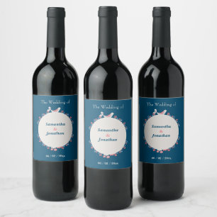 Rótulo De Garrafa De Cerveja Casamento Azul de Estilo de Folga Moderno Simples