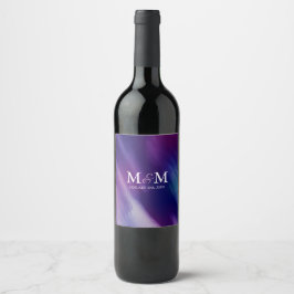 Rótulo De Garrafa De Cerveja Casamento Azul Marinho Púrpura de Cor das Águas Mo