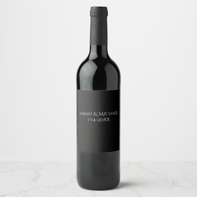Rótulo De Garrafa De Cerveja Casamento Básico e Elegante (Frente)