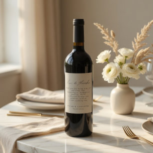 Rótulo De Garrafa De Cerveja Casamento Bege Minimalista Elegante 