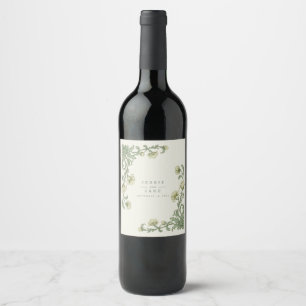 Rótulo De Garrafa De Cerveja Casamento Botânico Art Nouveau Sage