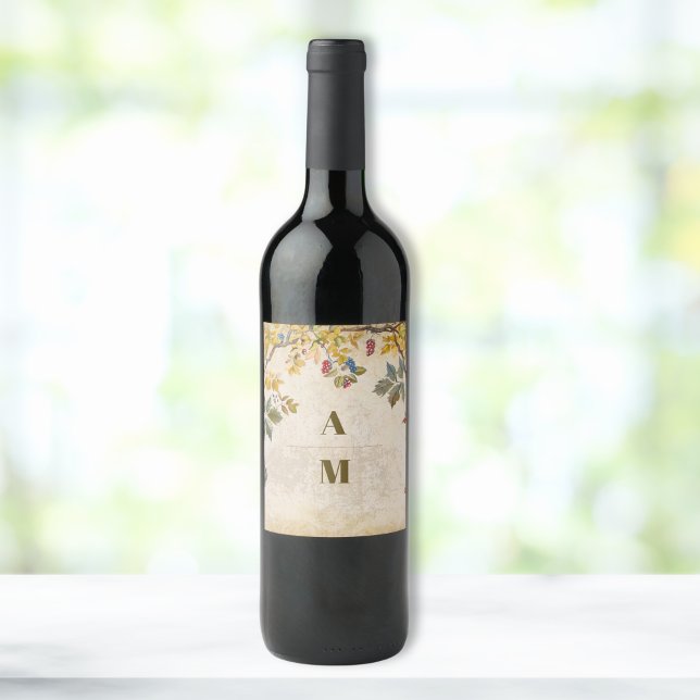 Rótulo De Garrafa De Cerveja Casamento Botânico de Flor Silvestre Boho Outono  (Criador carregado)