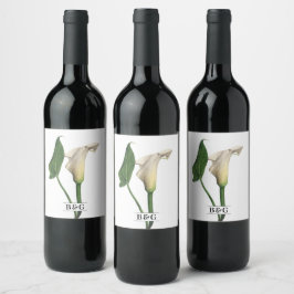 Rótulo De Garrafa De Cerveja Casamento Botânico Elegante Calla Lily Green