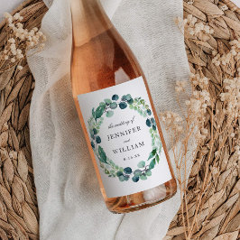 Rótulo De Garrafa De Cerveja Casamento Botânico Elegante Leafy Watercolor