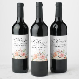Rótulo De Garrafa De Cerveja Casamento Botânico Floral Rosa-Rosa Pastel Blush