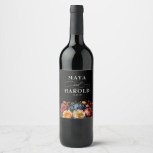 Rótulo De Garrafa De Cerveja Casamento Botânico Moody Black Floral