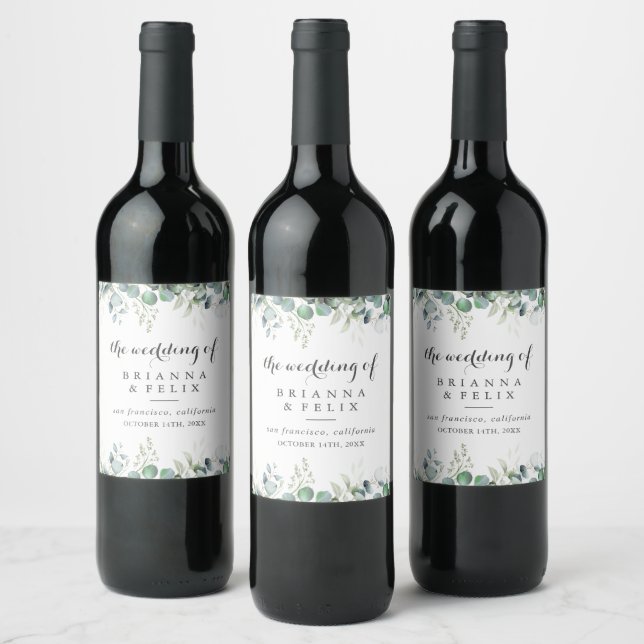 Rótulo De Garrafa De Cerveja Casamento Botânico Rústico com Verde Eucalipto (Garrafas)