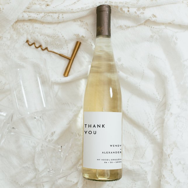 Rótulo De Garrafa De Cerveja Casamento Branco Moderno, Obrigado (Criador carregado)