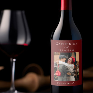 Rótulo De Garrafa De Cerveja Casamento Burgundy Chic Foto Personalizada