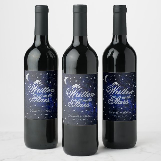 Rótulo De Garrafa De Cerveja Casamento Celestial Escrito nas Estrelas Caligrafi (Garrafas)
