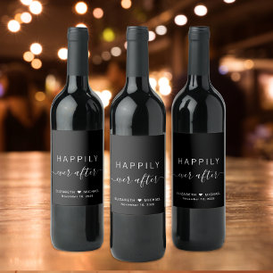 Rótulo De Garrafa De Cerveja Casamento Chic Felizes para Sempre Preto