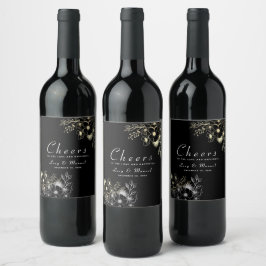 Rótulo De Garrafa De Cerveja Casamento Clássico Dourado e Preto