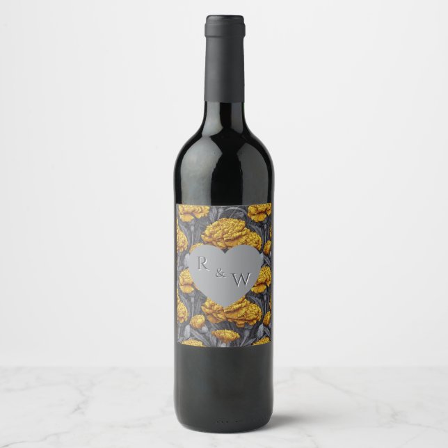 Rótulo De Garrafa De Cerveja Casamento Clássico Personalizado com Flor de Cravo (Frente)