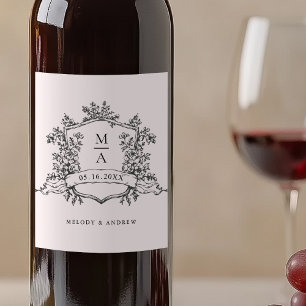 Rótulo De Garrafa De Cerveja Casamento Clássico Preto-e-Branco de Crest