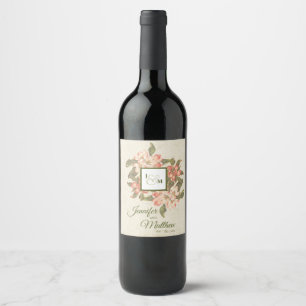 Rótulo De Garrafa De Cerveja Casamento com Flor de Maçã Vintage