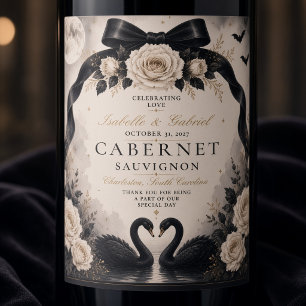 Rótulo De Garrafa De Cerveja Casamento com Laço Preto Gótico de Luxo