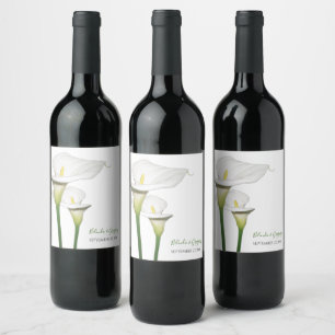 Rótulo De Garrafa De Cerveja Casamento com Lírios-de-Calla Brancos Elegantes