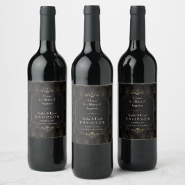 Rótulo De Garrafa De Cerveja Casamento com o Excelente Negro Dourado Real Gatsb