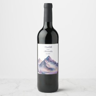 Rótulo De Garrafa De Cerveja Casamento com paisagens cobertas de neve