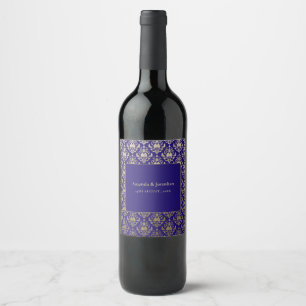 Rótulo De Garrafa De Cerveja Casamento com Púrpura Violeta e Dourado