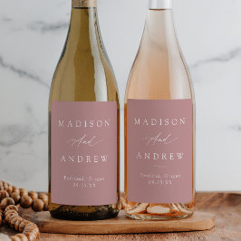 Rótulo De Garrafa De Cerveja Casamento com Rosa de Elegante Calliografia