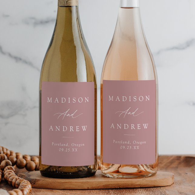 Rótulo De Garrafa De Cerveja Casamento com Rosa de Elegante Calliografia (Criador carregado)