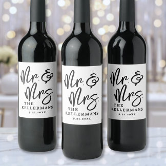 Rótulo De Garrafa De Cerveja Casamento com Roteiro Preto e Branco