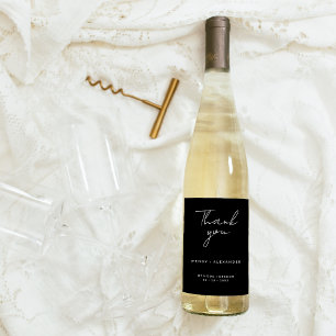 Rótulo De Garrafa De Cerveja Casamento com Script Moderno Negro Obrigado