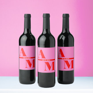 Rótulo De Garrafa De Cerveja Casamento com Tipografia Branca Retro-Rosa Vermelh