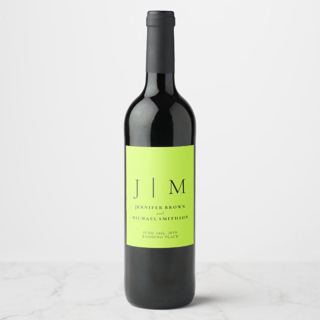 Rótulo De Garrafa De Cerveja Casamento Cyber Lime Jet Black Minimalista (Frente)