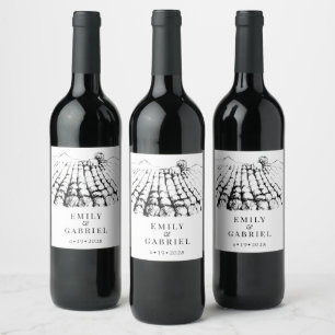 Rótulo De Garrafa De Cerveja Casamento de Aquarela dos Campos de Lavanda Roxo