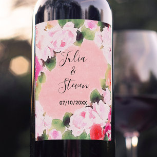 Rótulo De Garrafa De Cerveja Casamento de belas Rosas Rosa-Rosa-Molde Artístic