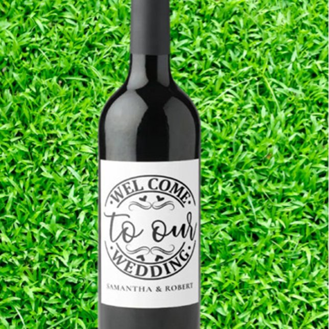 RÓTULO DE GARRAFA DE CERVEJA CASAMENTO DE BOAS-VINDAS SIMPLES  (Welcome to a Wonderful Celebration with our WINE LABEL)