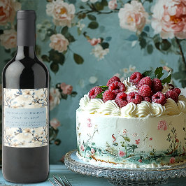 Rótulo De Garrafa De Cerveja Casamento de Brilhos Brancos primavera Azul