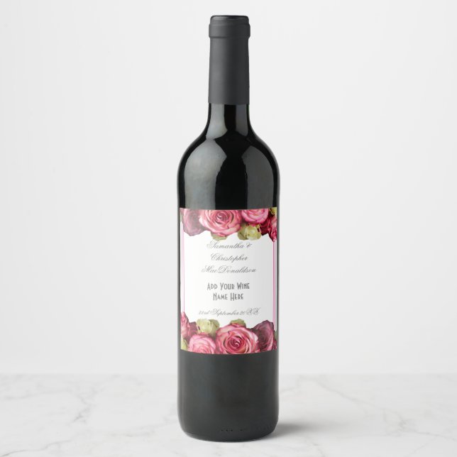 Rótulo De Garrafa De Cerveja Casamento de buquê floral rosa rosa rosa rosa (Frente)